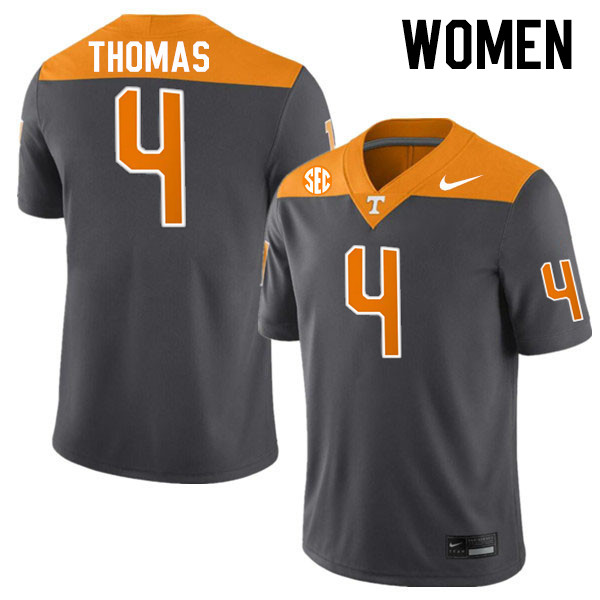 Women #4 Jourdan Thomas Tennessee Volunteers College Football Jerseys Stitched-Anthracite